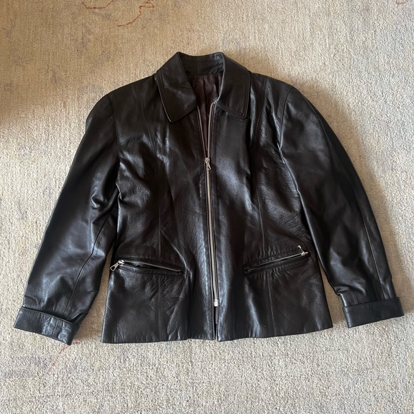 vintage chocolate brown Italian leather jacket Y2K - Picture 5 of 11